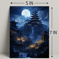 Moonlit Pagoda Serenity Poster