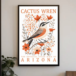 Cactus Wren Arizona State Bird Art Poster