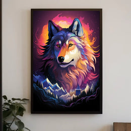 Mystical Wolf Surrealism Poster: Nature's Dreamscape