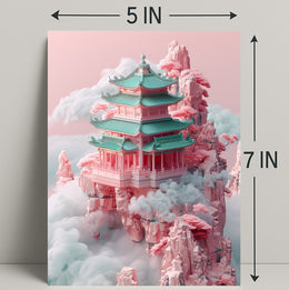 Floating Pagoda In The Clouds Poster PosterGoat