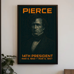 Franklin Pierce 14th President of the United States Techno Schematic Poster