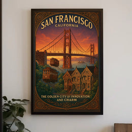 San Francisco Travel Poster Vintage City Wall Art