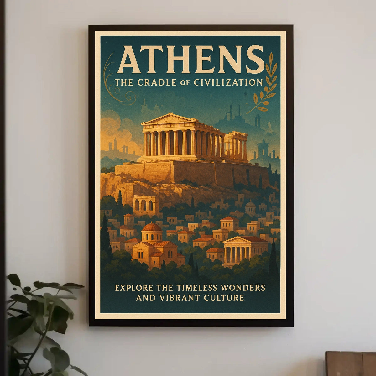 Athens Parthenon Vintage Travel Poster Art Print