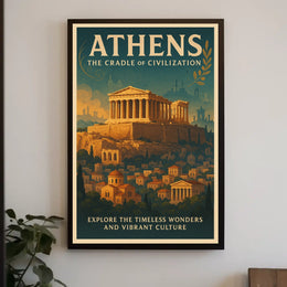 Athens Parthenon Vintage Travel Poster Art Print