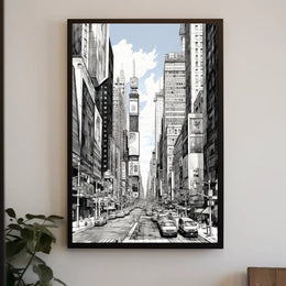 Urban Sketch Of Times Square Poster Abstract Wall Art