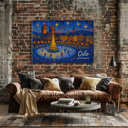 Oslo Winter Night Photography Realism Poster