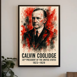 Calvin Coolidge Watercolor 1923-1929 Historical Presidential Poster