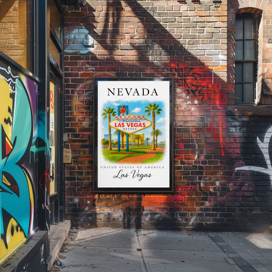 Las Vegas Nevada Welcome Sign Palm Trees Poster Poster