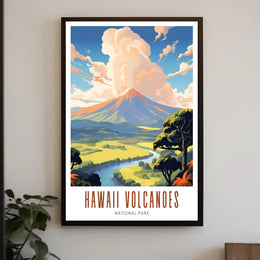 Hawaii Volcanoes National Park Poster Vintage Travel