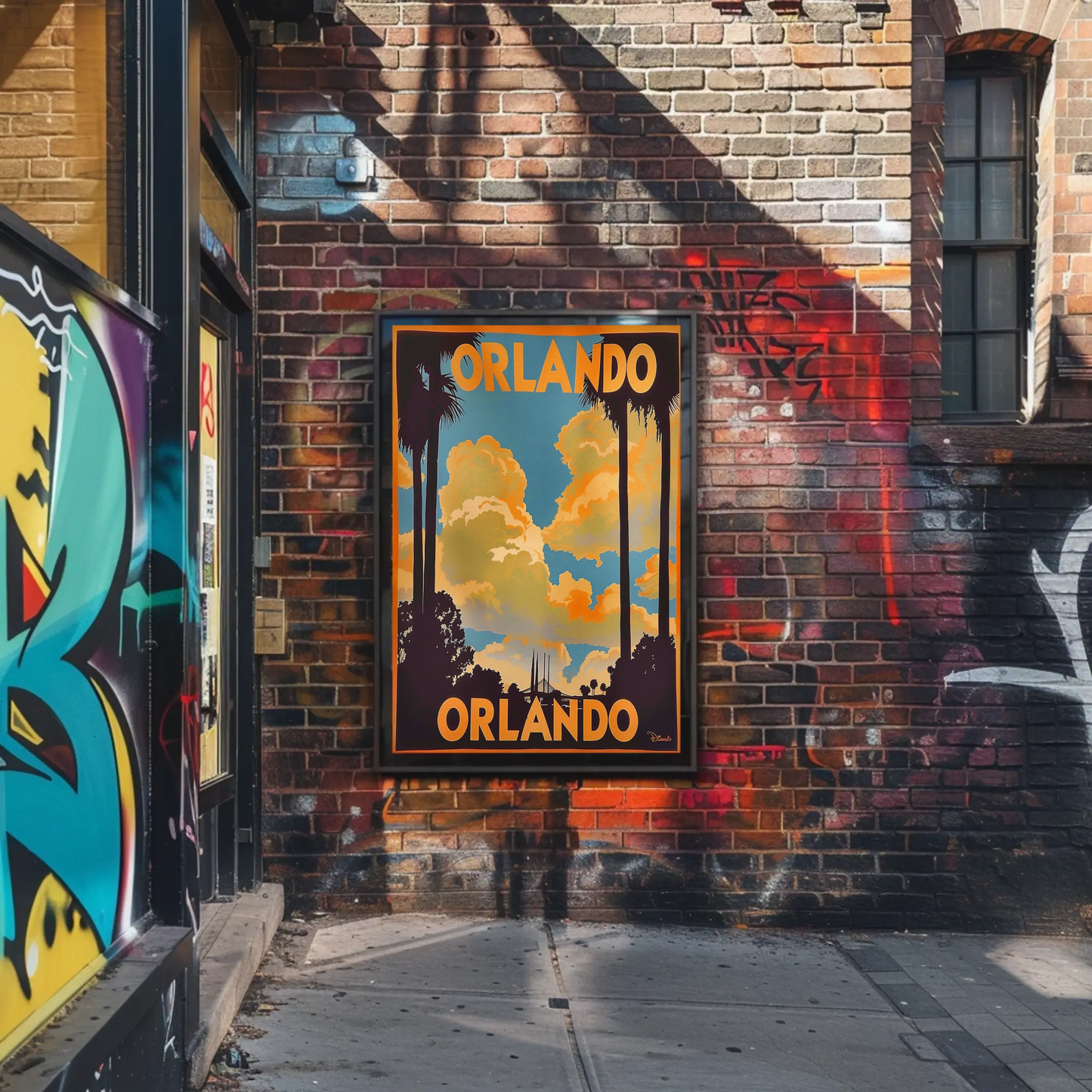Orlando Sunset Palms Retro Florida Travel Poster