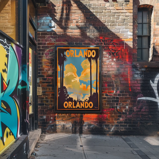Orlando Sunset Palms Retro Florida Travel Poster
