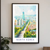 Vibrant Pyongyang Cityscape with Ryugyong Hotel Urban Poster PosterGoat