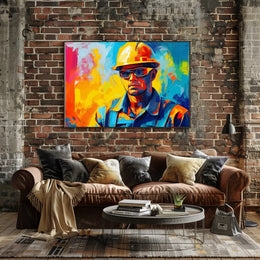 Dynamic Construction Worker Abstract Art Poster