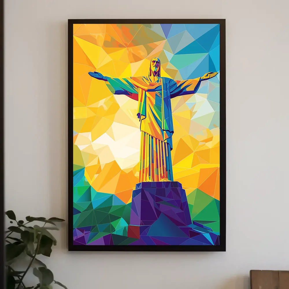 Vibrant Geometric Christ the Redeemer Art Poster