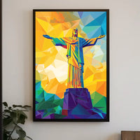 Vibrant Geometric Christ the Redeemer Art Poster