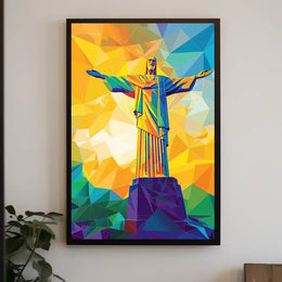 Vibrant Geometric Christ the Redeemer Art Poster