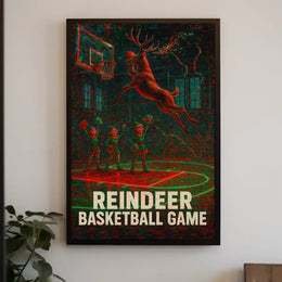 Reindeer Basketball Game Poster