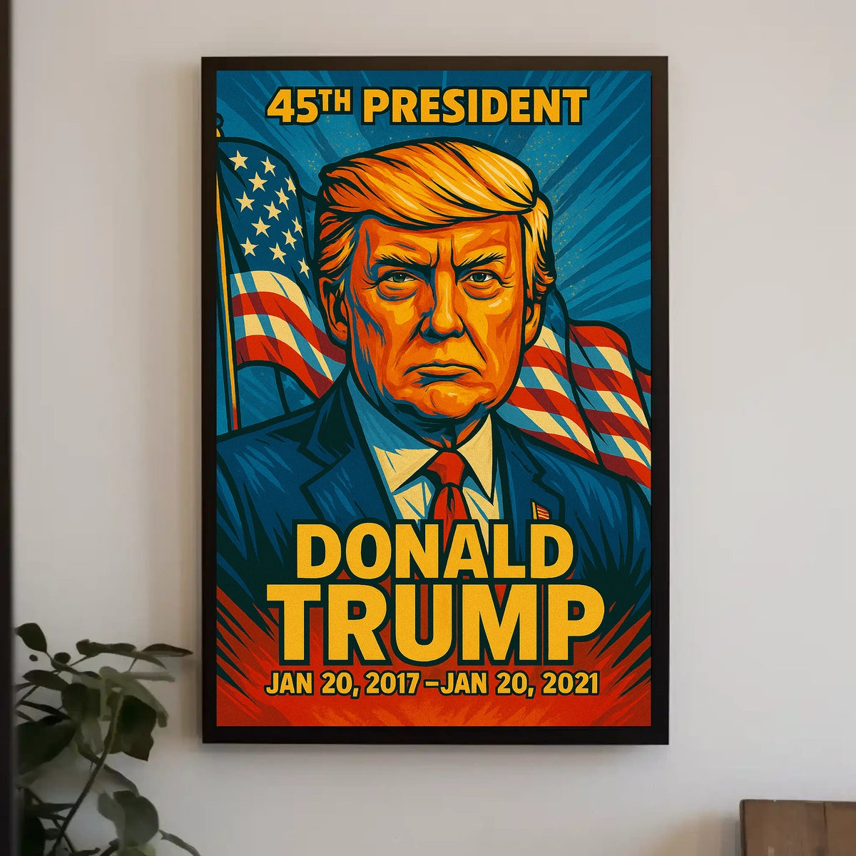 Donald Trump 45th President of the United States Colorful Comic Book Style Poster