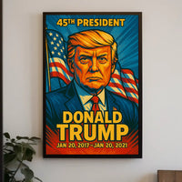Donald Trump 45th President of the United States Colorful Comic Book Style Poster