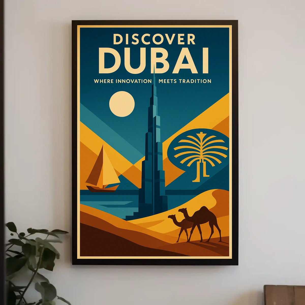 Dubai Skyline Poster Travel Art Lovers Iconic Fusion
