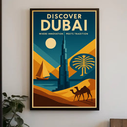 Dubai Skyline Poster Travel Art Lovers Iconic Fusion