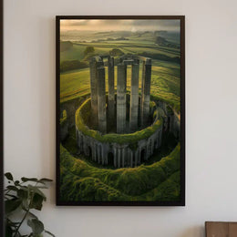 Ancient Ruins in Enchanting Fantasy Landscape Poster PosterGoat