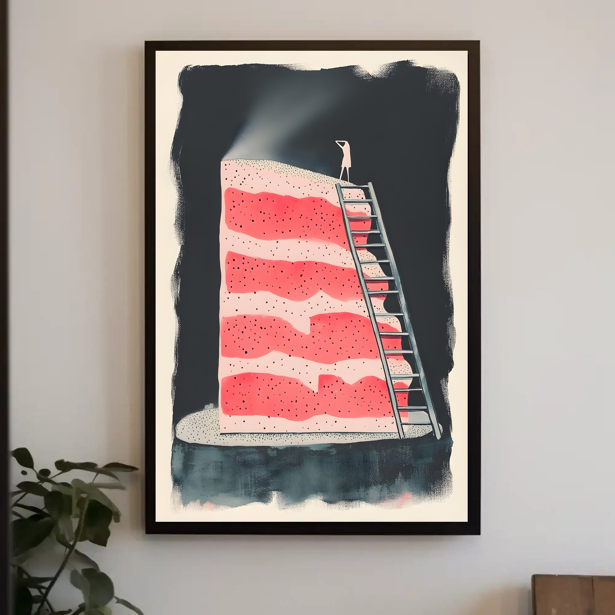 Climbing the Cake Poster Vintage Travel Wall Art