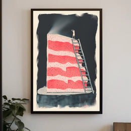 Climbing the Cake Poster Vintage Travel Wall Art