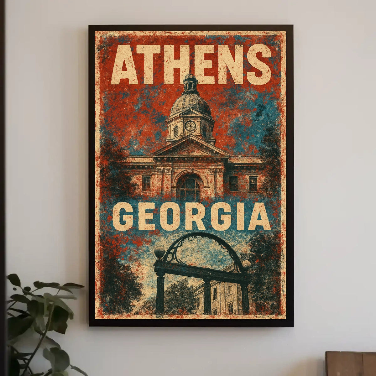 Athens Georgia Campus Town Vintage Poster