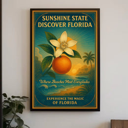 Florida Sunshine State Travel Poster Vintage Print