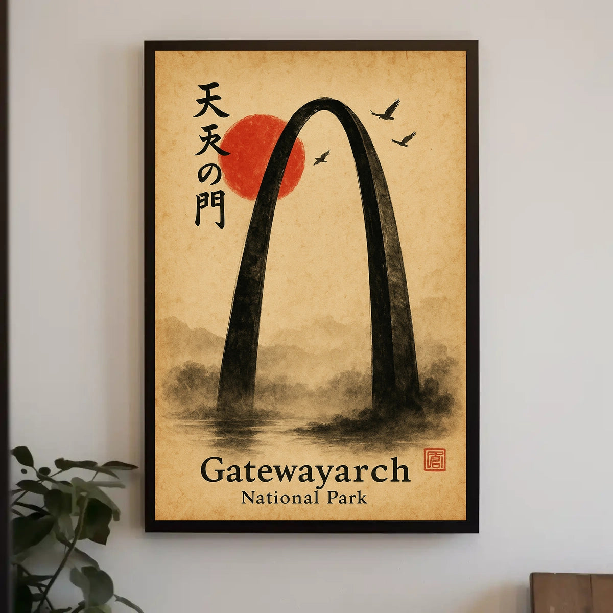 Gateway Arch National Park East Asian Art Ink Painting Poster