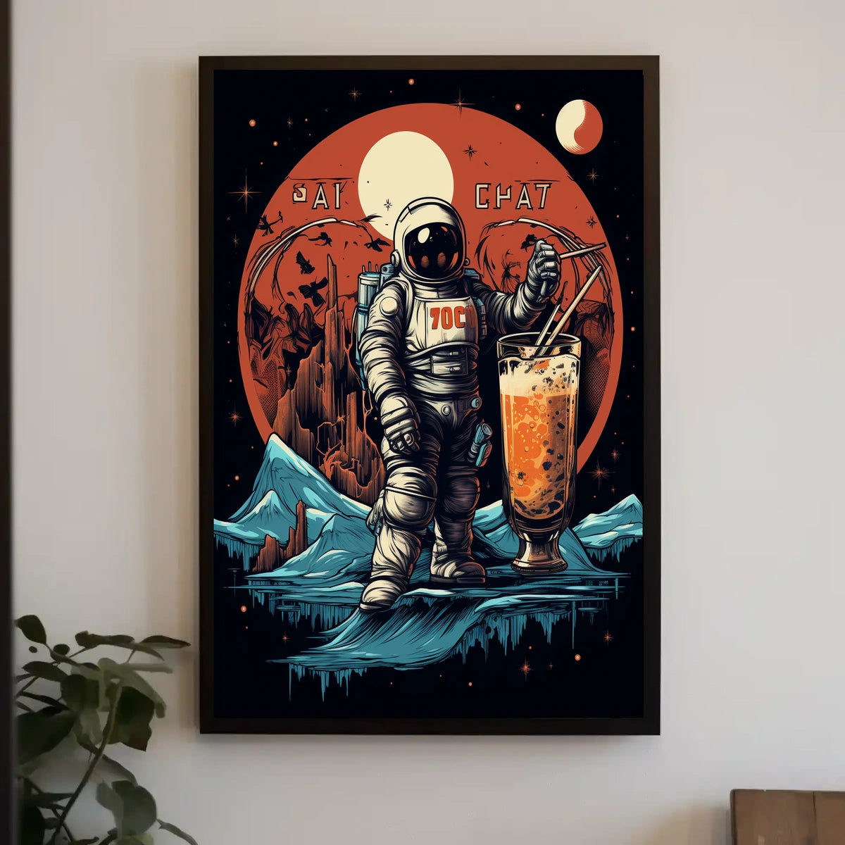 Cosmic Adventure with Bubble Tea Poster