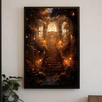 Enchanted Library Staircase Poster