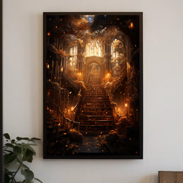 Enchanted Library Staircase Poster