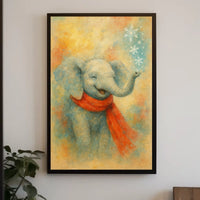 Winter Elephant Delight Poster