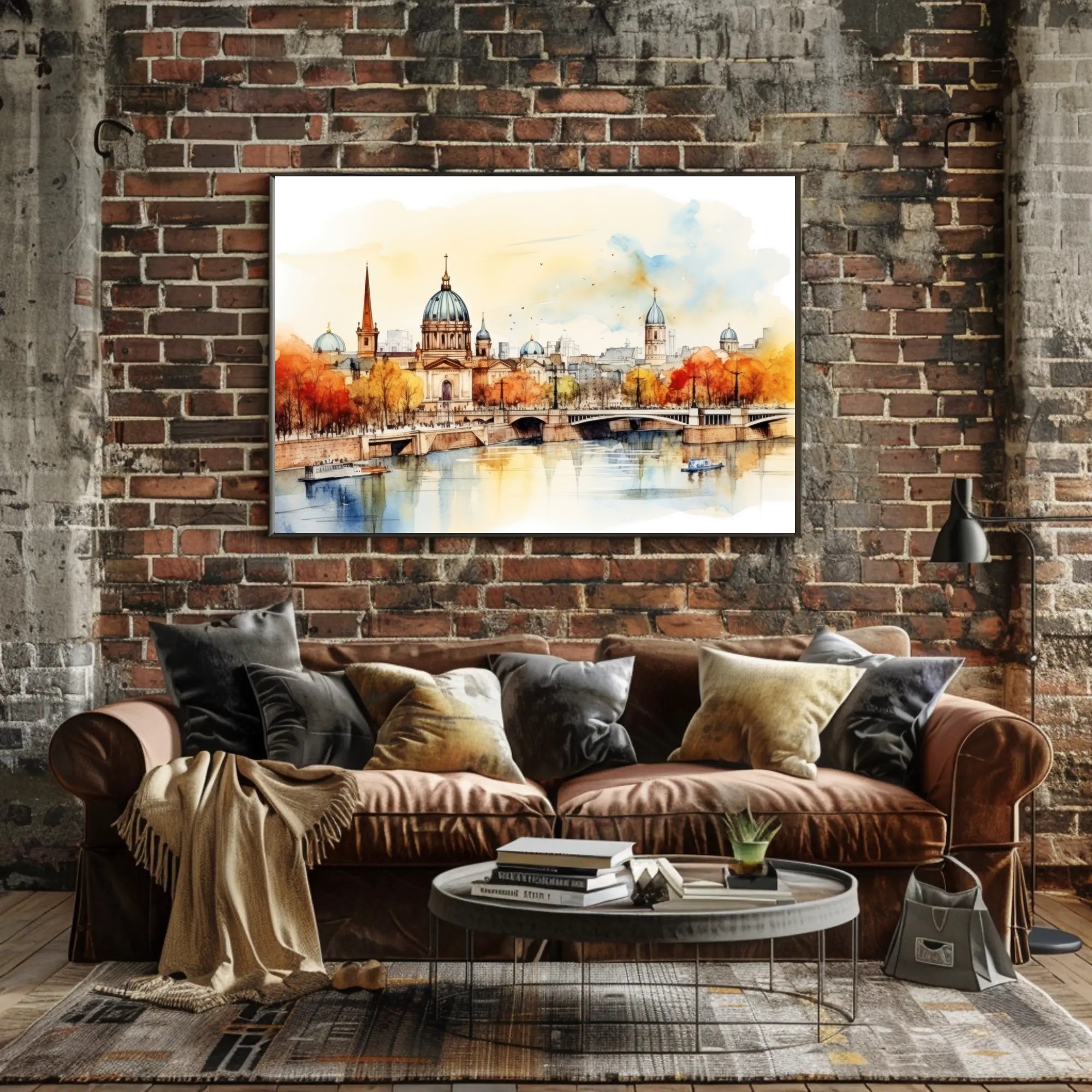 Autumn Cityscape by the River Poster
