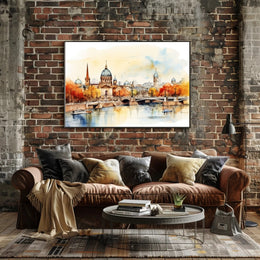 Autumn Cityscape by the River Poster