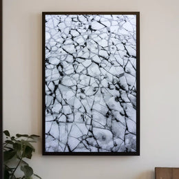 Cracked Ice Surface Photorealistic Abstract Artistic Poster