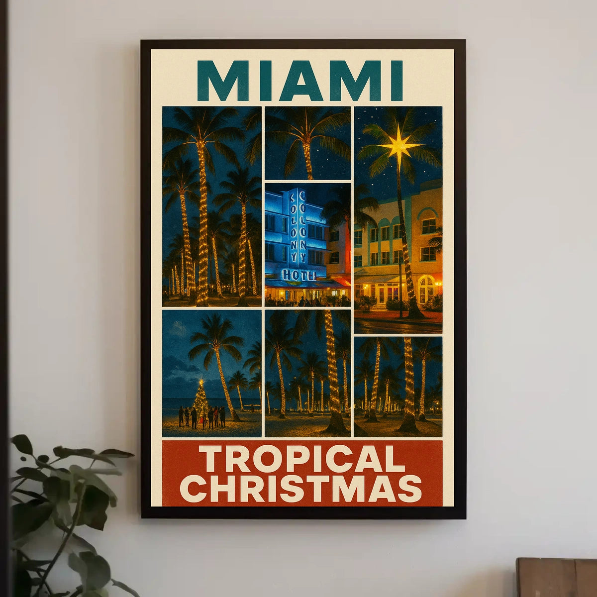 Miami Tropical Christmas Poster