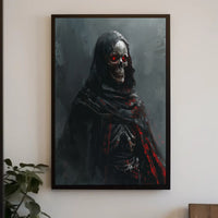 Dark Gothic Skeleton Poster with Red Eyes PosterGoat