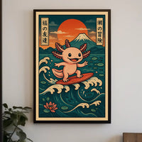 Surfing Axolotl Adventure Poster PosterGoat