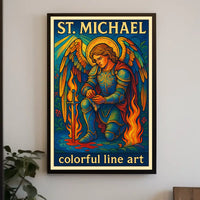 St. Michael Colorful Line Art Poster