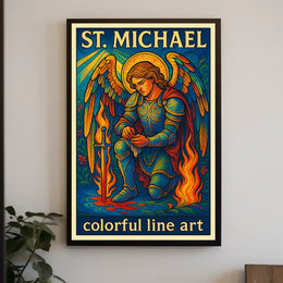 St. Michael Colorful Line Art Poster