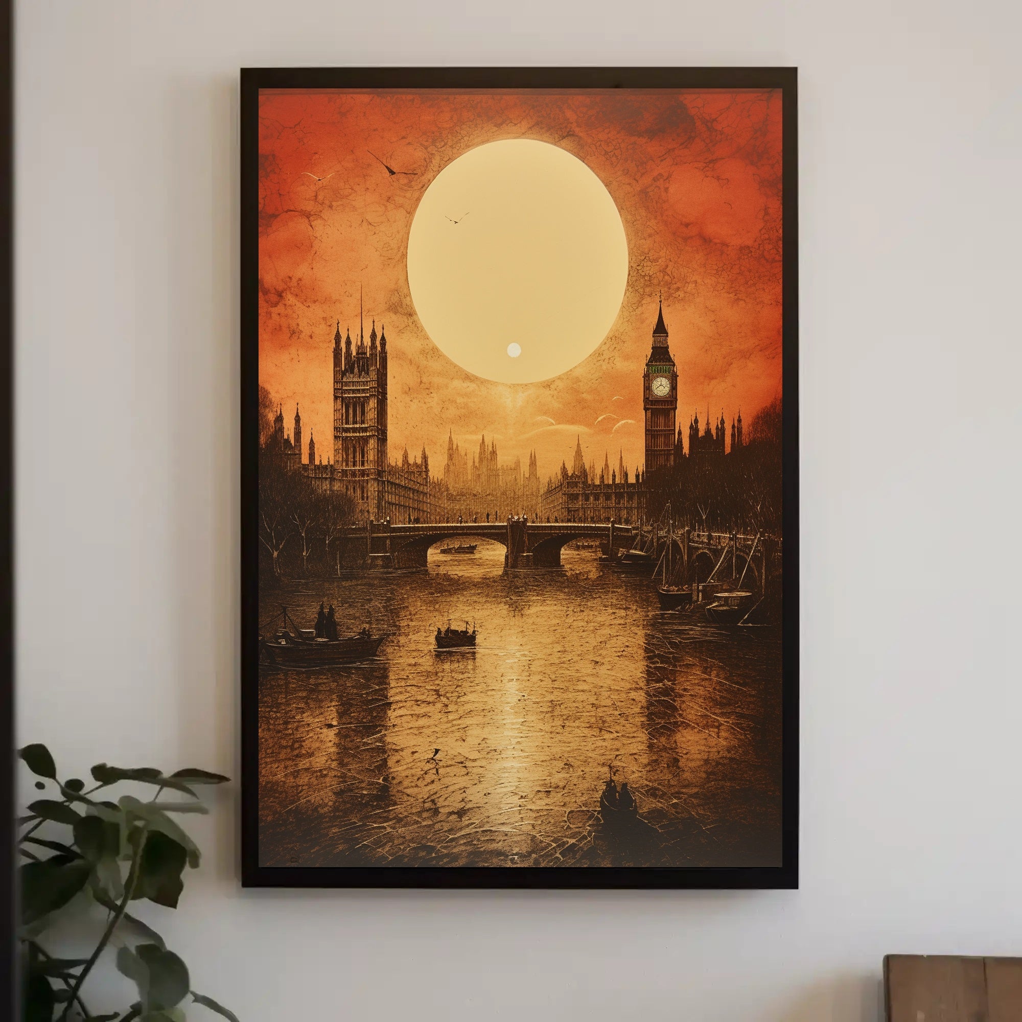 Victorian London Nostalgia: Serene River Travel Poster