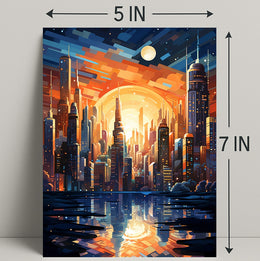Futuristic Cityscape At Sunset Poster PosterGoat