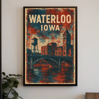 Waterloo, Iowa Vintage Vintage Poster