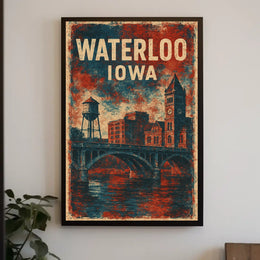 Waterloo, Iowa Vintage Vintage Poster