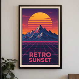 Retro Sunset Retro-Futuristic Pop Culture Poster