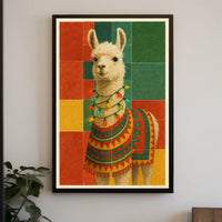 Festive Llama Portrait Poster