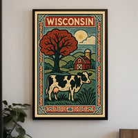 Wisconsin Countryside Vintage Rustic Cozy Poster